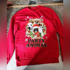 Party Animal Holiday Pullover Sweatshirt with Bells